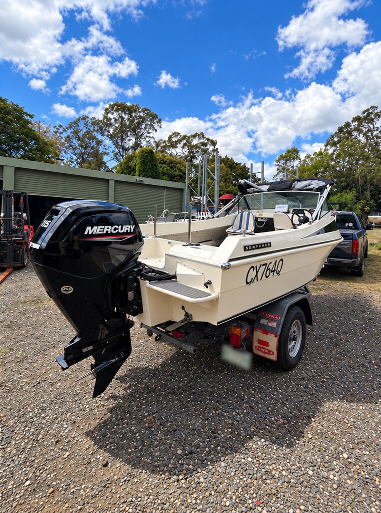 The same Seafarer runabout with its new Mercury 115 outboard fitted